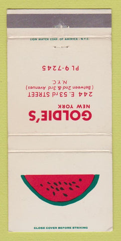Matchbook Cover - Goldie's New York City WEAR 30 Strike