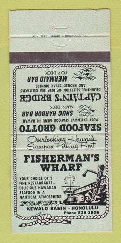 Matchbook Cover - Fisherman's Wharf Honolulu Hawaii seafood 30 Strike