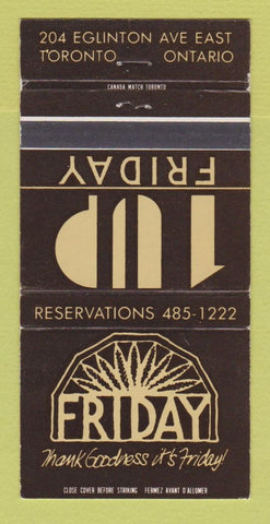 Matchbook Cover - Friday Restaurant Toronto ON 1Up 30 Strike
