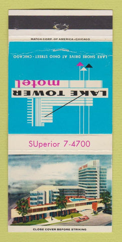 Matchbook Cover - Lake Tower Motel Chicago IL WORN 30 Strike