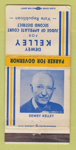 Matchbook Cover - Dewey Kelley Judge Appellate Court IL? WEAR 30 Strike