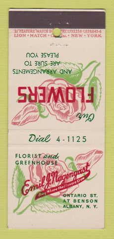 Matchbook Cover - Emil Nagengast Flowers Albany NY 21 Strike Feature