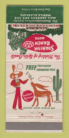 Matchbook Cover - Spanish Ranch Motel Mobile AL WEAR 30 Strike