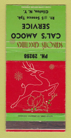 Matchbook Cover - Cal's Amoco Service Clinton NY Christmas WEAR 30 Strike