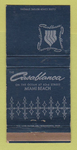 Matchbook Cover - Casablanca Miami Beach FL WORN 30 Strike