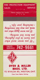 Matchbook Cover - Dyer and Miller Bros Fire Protection Weston ON #1 30 Strike