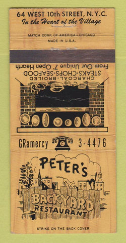 Matchbook Cover - Peter's Backyard Restaurant New York City WEAR 30 Strike