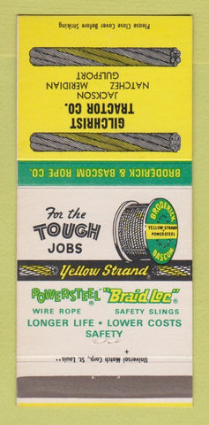 Matchbook Cover - Broderick Wire Rope Tractor Natchez Jackson MS 30 Strike