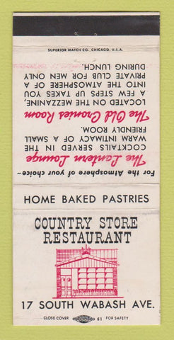 Matchbook Cover - Country Store Restaurant Chicago IL WORN BACK 30 Strike