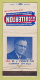 Matchbook Cover - WJ Cullerton Alderman Election Chicago? WORN 30 Strike