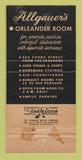 Matchbook Cover - Allgauer's Restaurants Chicago IL Lobster WEAR 30 Strike