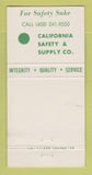 Matchbook Cover - California Safety Supply Santa Clara CA 30 Strike