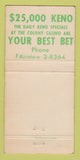 Matchbook Cover - Colony Casino Reno NV 30 Strike