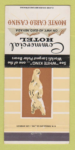 Matchbook Cover - Commercial Hotel Monte Carlo Casino Elko NV 30 Strike