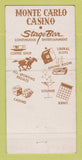 Matchbook Cover - Commercial Hotel Monte Carlo Casino Elko NV 30 Strike
