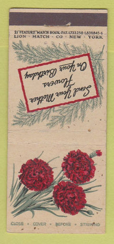 Matchbook Cover - Dockerty Flowers Little Falls NY 21 Strike Feature