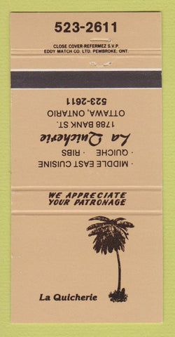 Matchbook Cover - La Quicherie Ottawa ON Middle Eastern Food 30 Strike