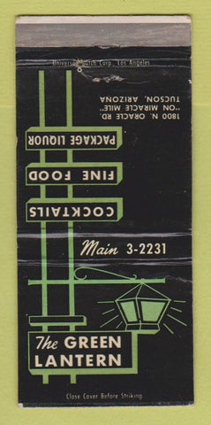 Matchbook Cover - Green Lantern Restaurant Tucson AZ WEAR 30 Strike