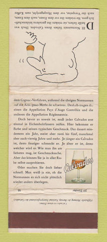 Matchbook Cover - Calvados Liquor Cognac German WORN