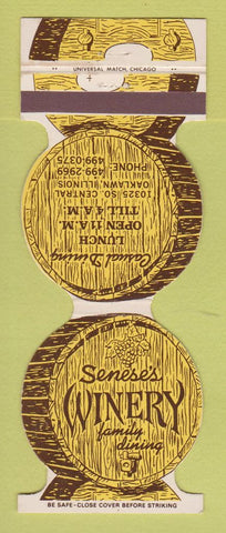 Matchbook Cover - Senese's Winery Restaurant Oaklawn IL