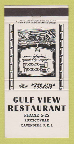 Matchbook Cover - Gulf View Restaurant Cavendish PEI PE 30 Strike