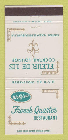 Matchbook Cover - French Quarter Restaurant St Petersburg FL 30 Strike