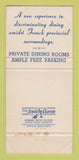 Matchbook Cover - French Quarter Restaurant St Petersburg FL 30 Strike