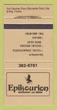 Matchbook Cover - Epikourion Restaurant Tavern Toronto ON WORN BACK 30 Strike