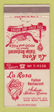 Matchbook Cover - La Rosa Italian Restaurant Miami Beach FL 30 Strike
