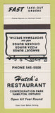 Matchbook Cover - Hutch's Restaurant Hamilton ON WHITE 30 Strike