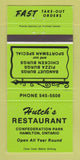 Matchbook Cover - Hutch's Restaurant Hamilton ON GREEN 30 Strike