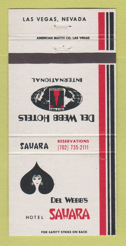 Matchbook Cover - Del Webb's Sahara Casino Hotel Las Vegas NV 30 Strike