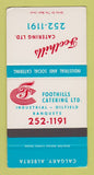 Matchbook Cover - Foothills Catering Calgary AB 30 Strike
