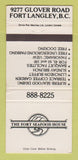Matchbook Cover - Fort Seafood House Fort Langley BC WEAR 30 Strike