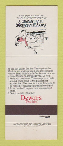 Matchbook Cover - Dewar's White Label Scotch Whiskey South Africa liquor