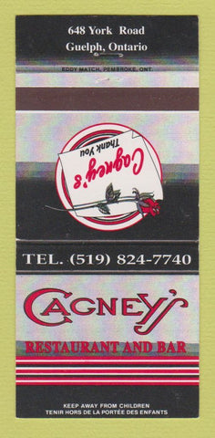 Matchbook Cover - Cagney's Restaurant Bar Guelph ON 30 Strike