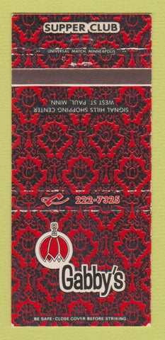 Matchbook Cover - Gabby's Supper Club West St Paul MN 30 Strike