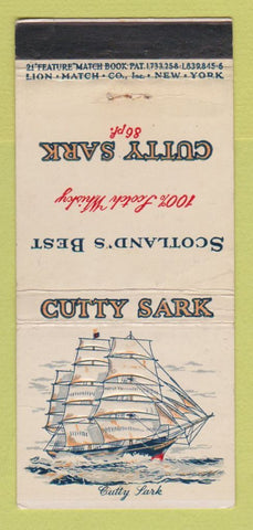 Matchbook Cover - Cutty Sark Whiskey Liquor WORN 21 Strike Feature