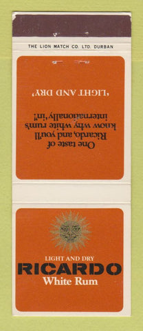 Matchbook Cover - Ricardo White Rum South Africa Liquor