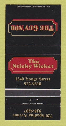 Matchbook Cover - Sticky Wicket Guv'nor Toronto ON 30 Strike
