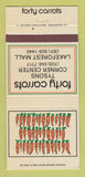 Matchbook Cover - Forty Carrots Tysons Corner VA Restaurant 30 Strike