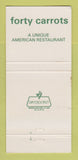 Matchbook Cover - Forty Carrots Tysons Corner VA Restaurant 30 Strike