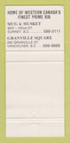Matchbook Cover - Forster's Granville Square Surrey Vancouver BC 30 Strike