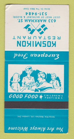 Matchbook Cover - Kosmikon Restaurant Toronto ON WORN 30 Strike