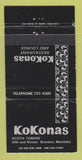 Matchbook Cover - Kokonas Restaurant Brandon MB WEAR 30 Strike