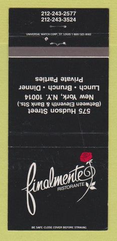 Matchbook Cover - Finalmente Ristorante New York City WEAR 30 Strike
