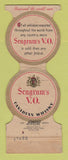 Matchbook Cover - Seagram's VO Liquor Whiskey Jewelite WEAR 30 Strike