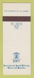 Matchbook Cover - KWV Brandy Wine Liquor South Africa Paarl SAMPLE