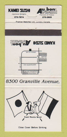 Matchbook Cover - Kamei Sushi Au Bon Vivant Richmond? BC? 30 Strike