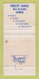 Matchbook Cover - Brothers Foods Frosty Acres Dillon SC WORN 30 Strike